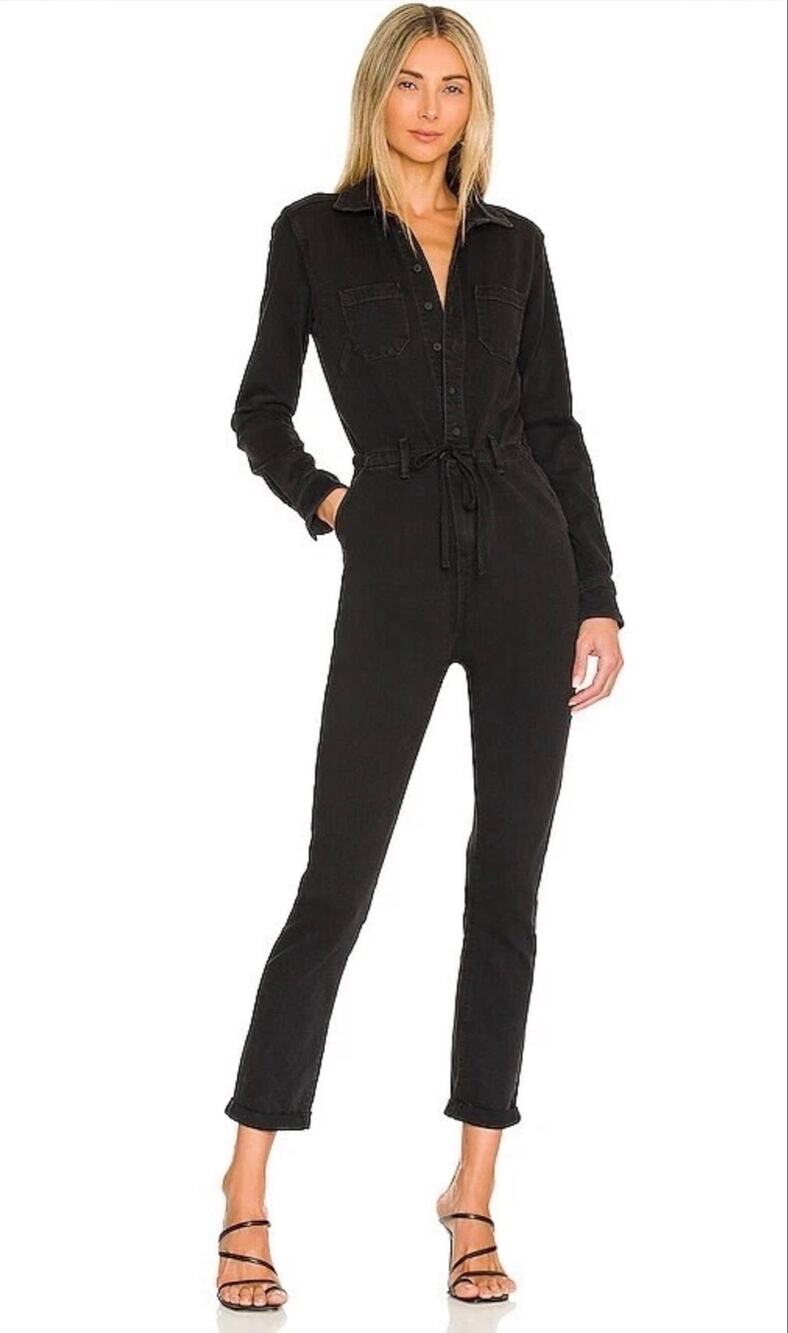 NWT PAIGE Christy Long Sleeve Jumpsuit Women’s 6 Dreamy Black $259 Revolve